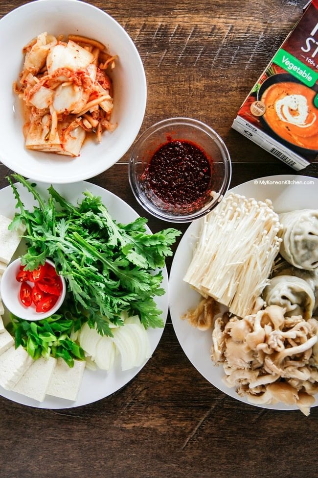 Korean Hot Pot with Dumplings Ingredients