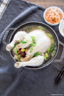 Samgyetang (Ginseng Chicken Soup) is a popular Korean summer stamina food. It's light, healthy and nutritious! | MyKoreanKitchen.com