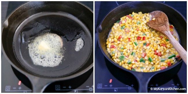 Melting butter for Korean corn cheese