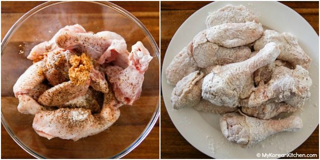 Making Korean fried chicken batter