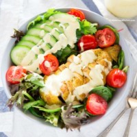 Baked Curried Chicken Breast with Salad