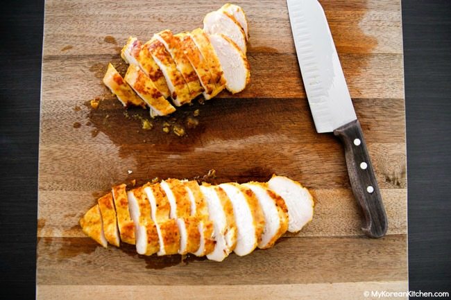 Sliced baked curried chicken breast