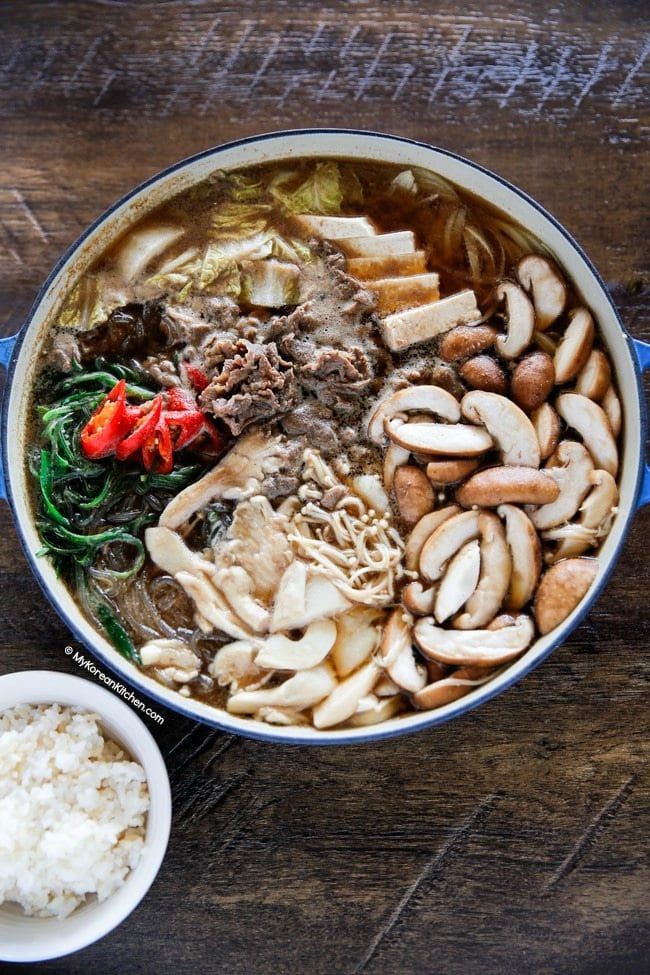 Bulgogi Stew with a bowl of rice
