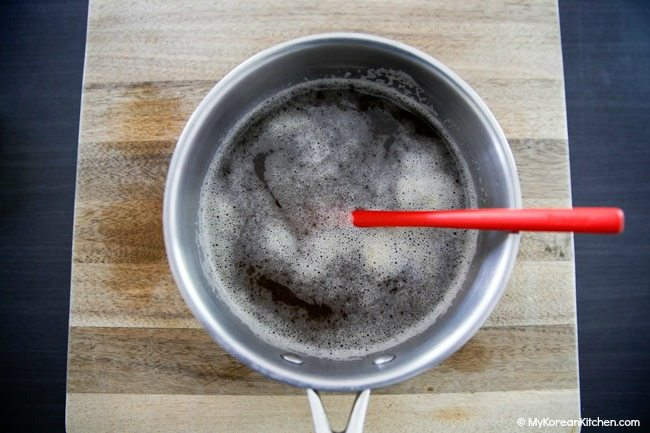 Mixing Korean soup stock with bulgogi marinade