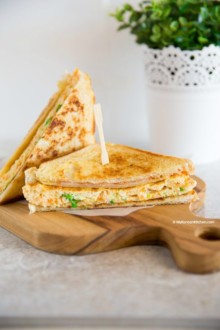 Korean toast on a cutting board