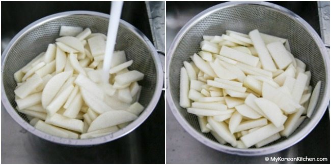 Rinsing and drying radishes