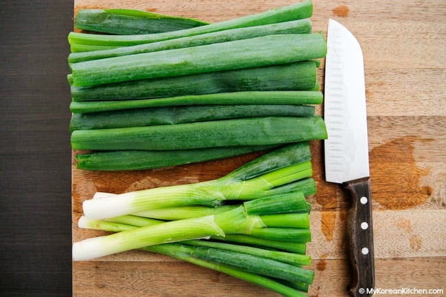 Halved green onions