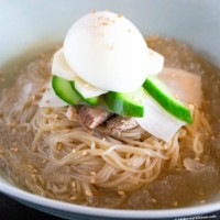 Korean cold noodle soup (Mul Naengmyeon)