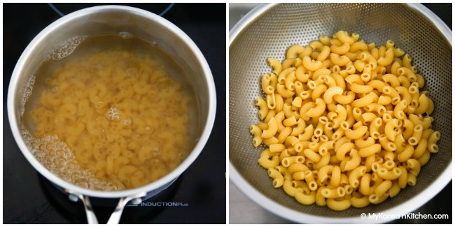 Photo collage - boiled macaroni salad