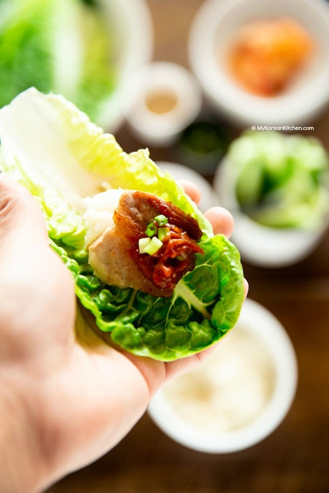 Ssamjang on a lettuce leaf