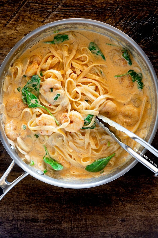 Toowoomba Pasta in a stainless skillet