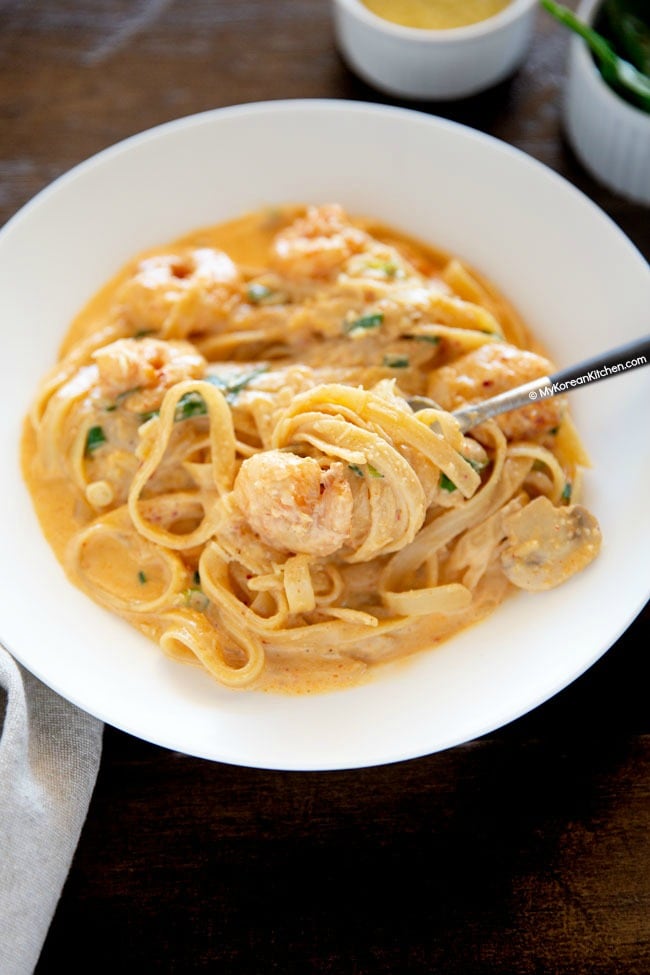 Pasta in a white bowl