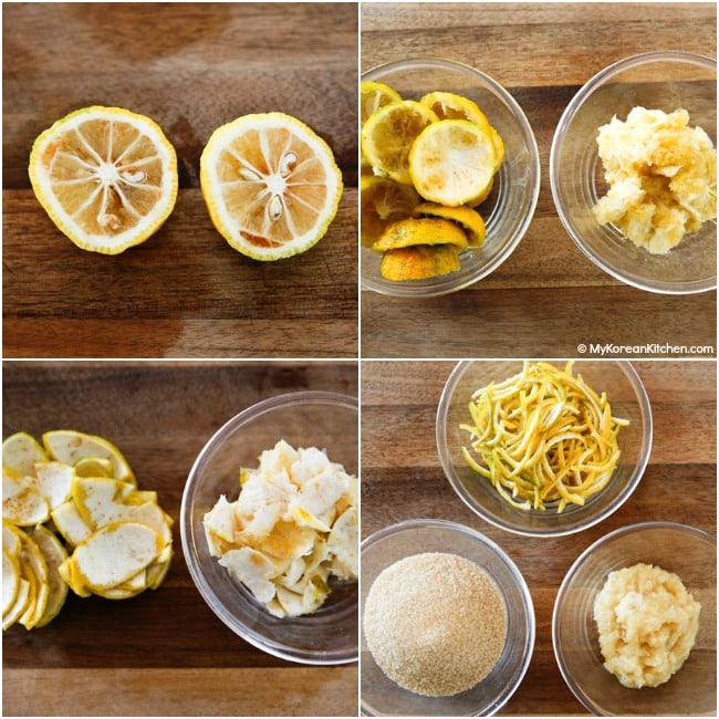 Preparing yuja for marmalade