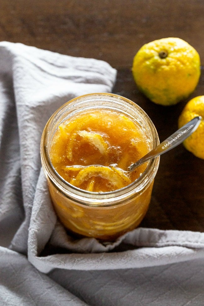 Yuja marmalade in a glass jar