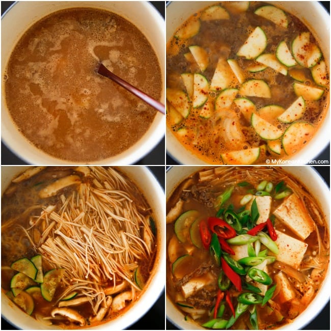 Adding remainder vegetables and tofu