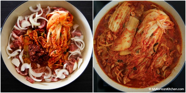 Braising kimchi and other ingredients