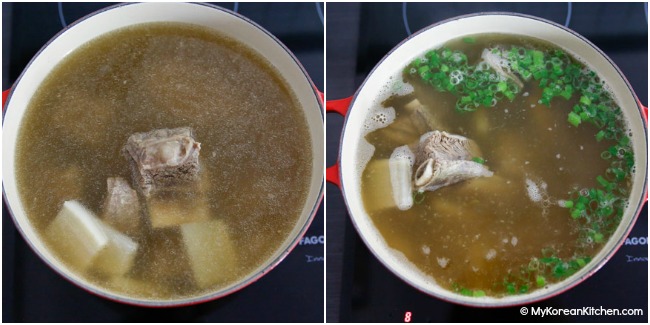 Making short rib soup in a large pot