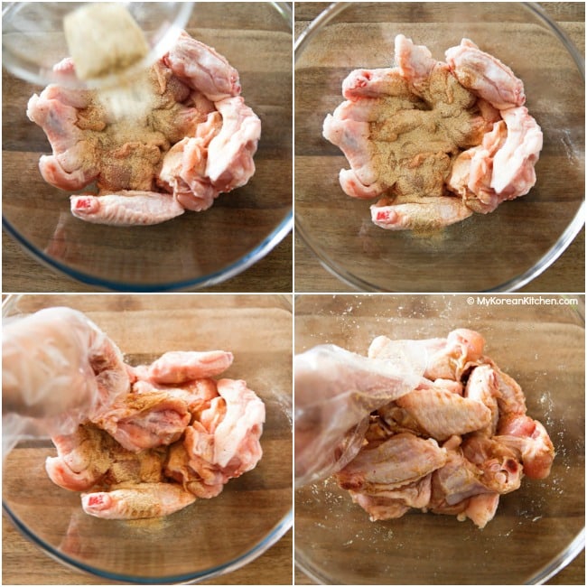 Marinating chicken wings with base sauce