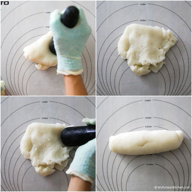 pounding the rice cake dough