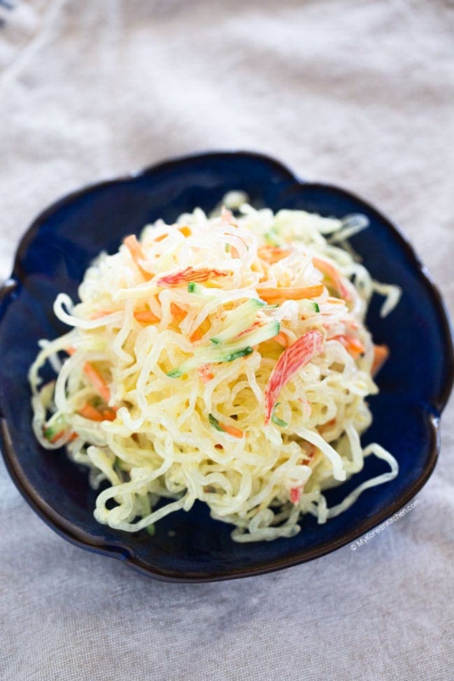 kelp noodle salad close up photo
