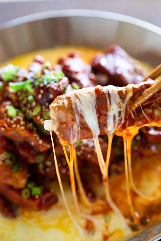 Melted cheese wrapped around spicy back rib