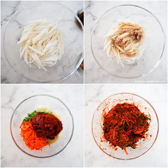 Making kimchi paste (kimchi seasoning)