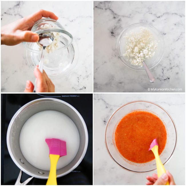 Making nabak kimchi sauce