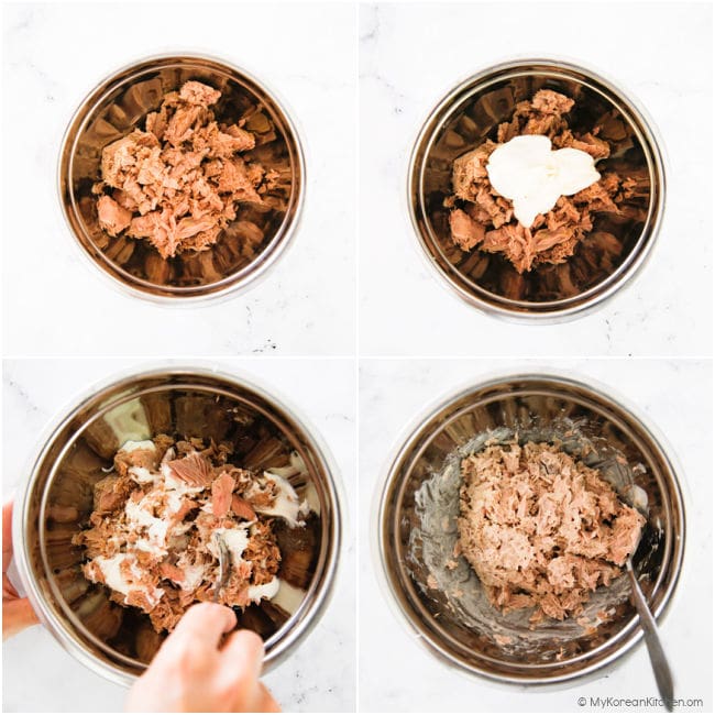 Making tuna mayo filling
