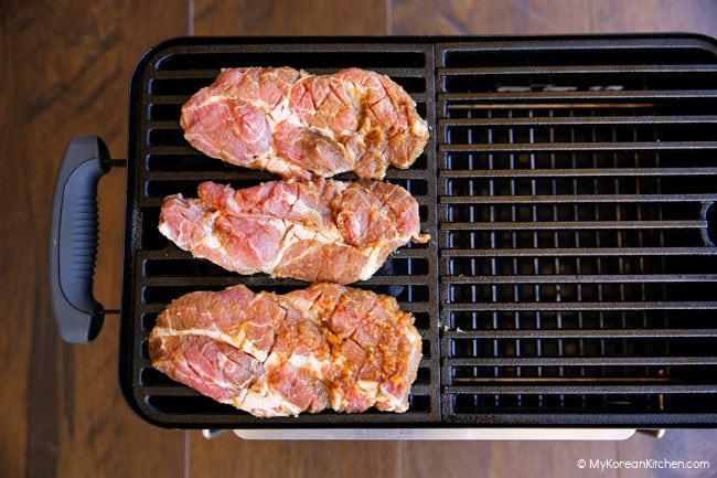 Marinated BBQ pork, grilled over a charcoal grill.