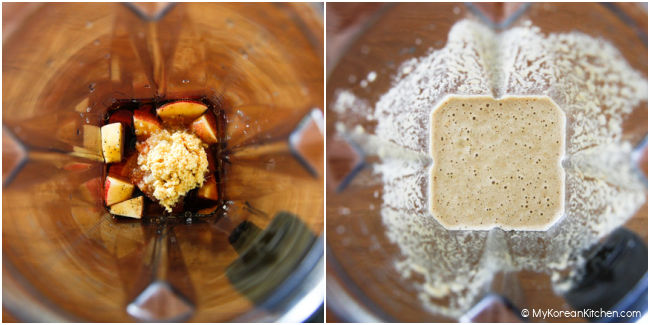 Korean pork rib sauce in a blender.
