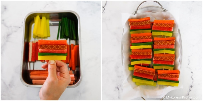 Collage image of sanjeok skewers.