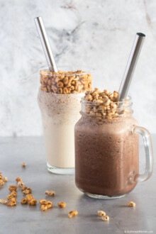 Jolly Pong Shakes - Two Glasses, Plain and Chocolate Honey Flavor