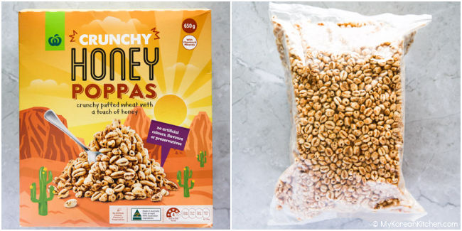 Honey Puffs Cereal, Honey Poppas package.