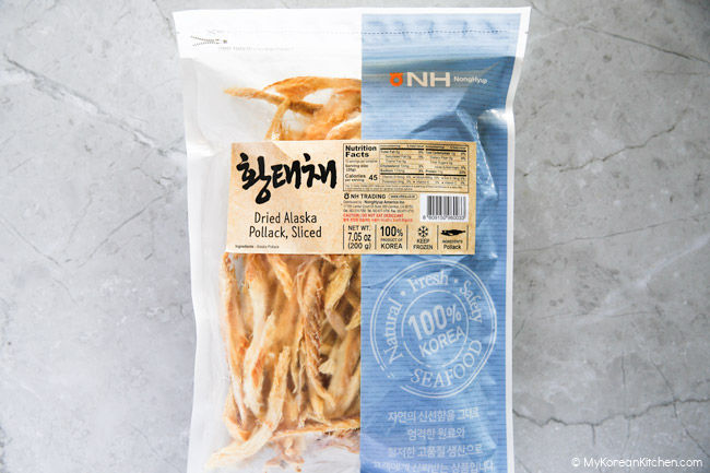 Dried pollack in a package.